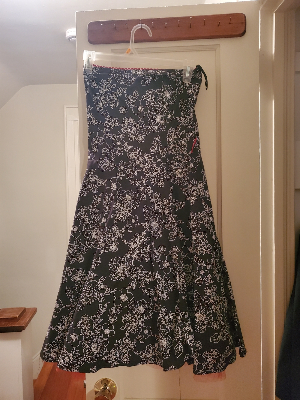 Ruby Rox Black Strapless Floral Dress with White Print